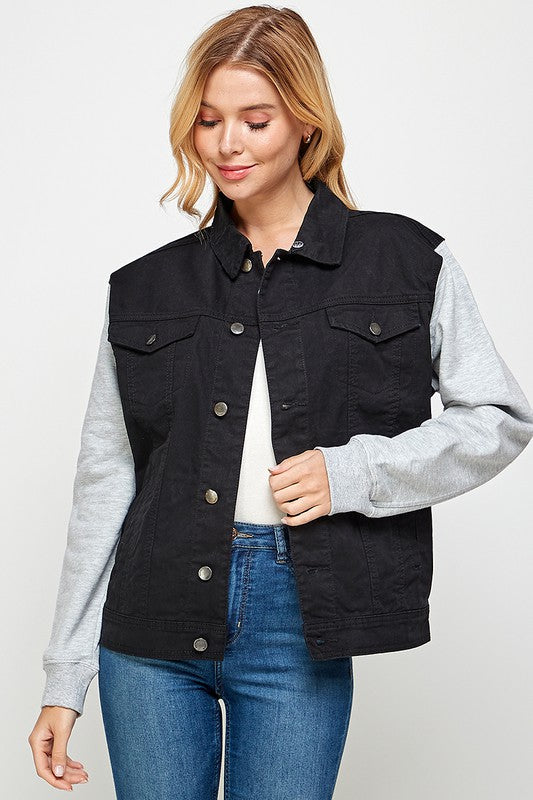 Aneta | Women's denim jacket with fleece hoodies