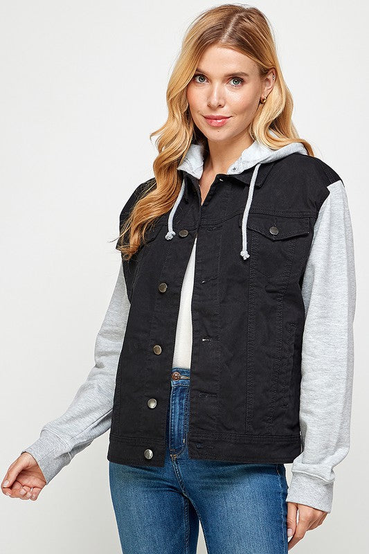 Aneta | Women's denim jacket with fleece hoodies