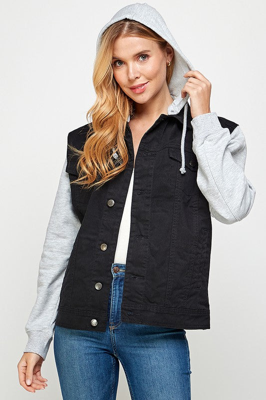 Aneta | Women's denim jacket with fleece hoodies