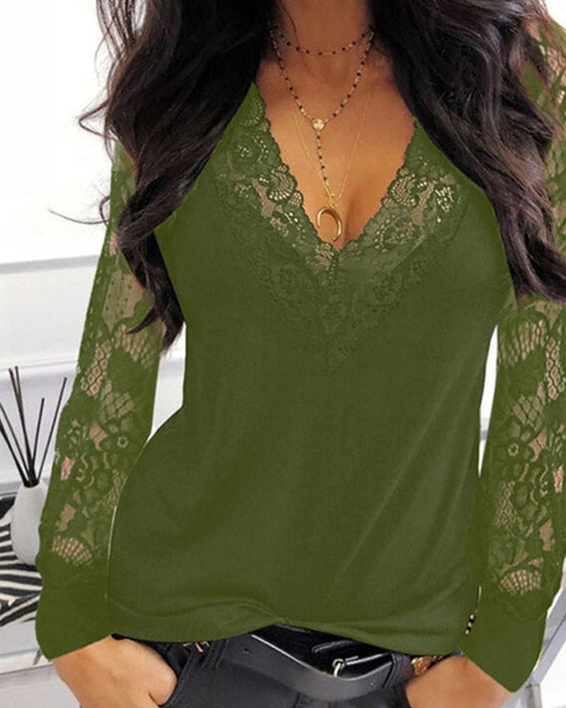 Marcela® | Lace Blouse With V-Neck And Long Sleeves