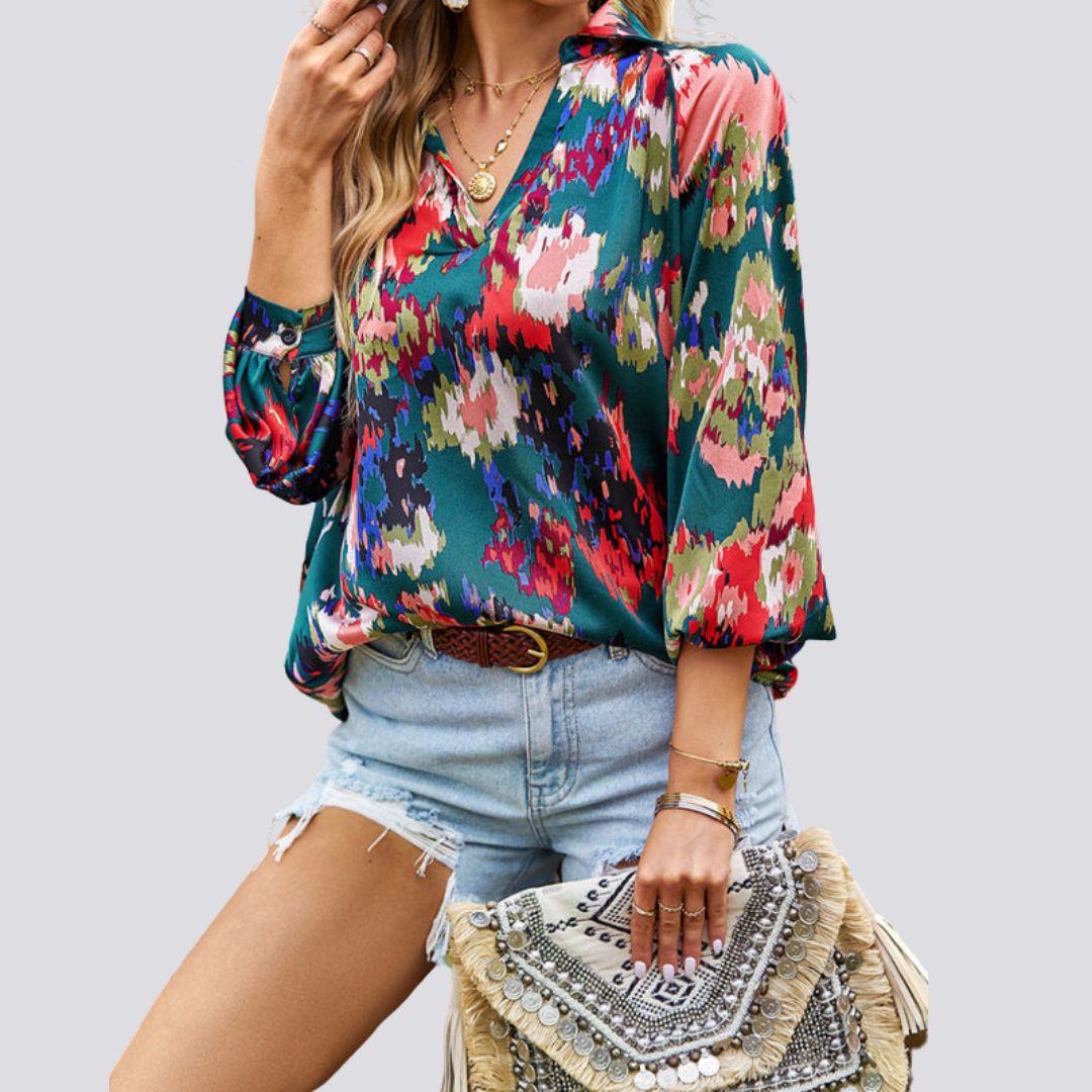 Lesley® | Blouse With V-Neck And Abstract Print