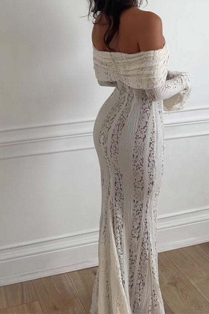 Matilde® | Lace Wide Flared Sleeve Off-Shoulder Dress