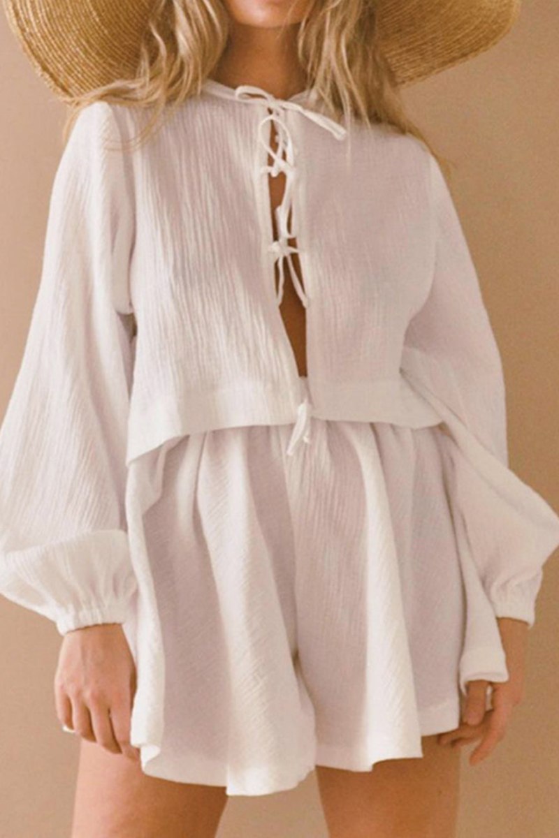 Yvonne® | Cotton Linen Suit With Tie