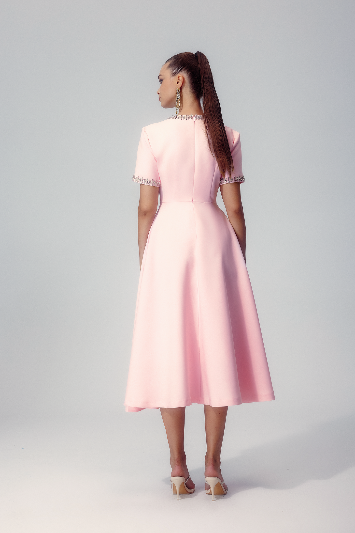 Mercedes® | Midi Dress With Bow And Crystal Embellishment