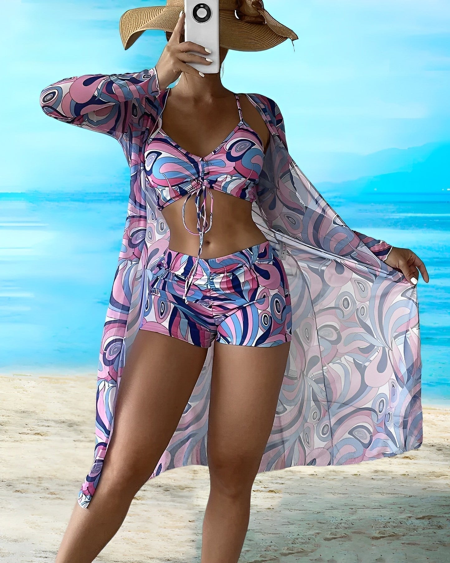 Erica® | Stylish 3 Piece Floral Print Bikini Set