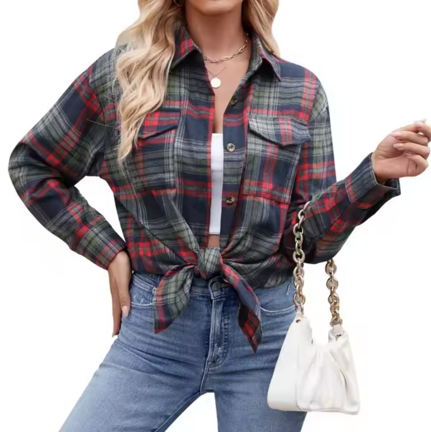 Ella® | Long Sleeve Checkered Shirt