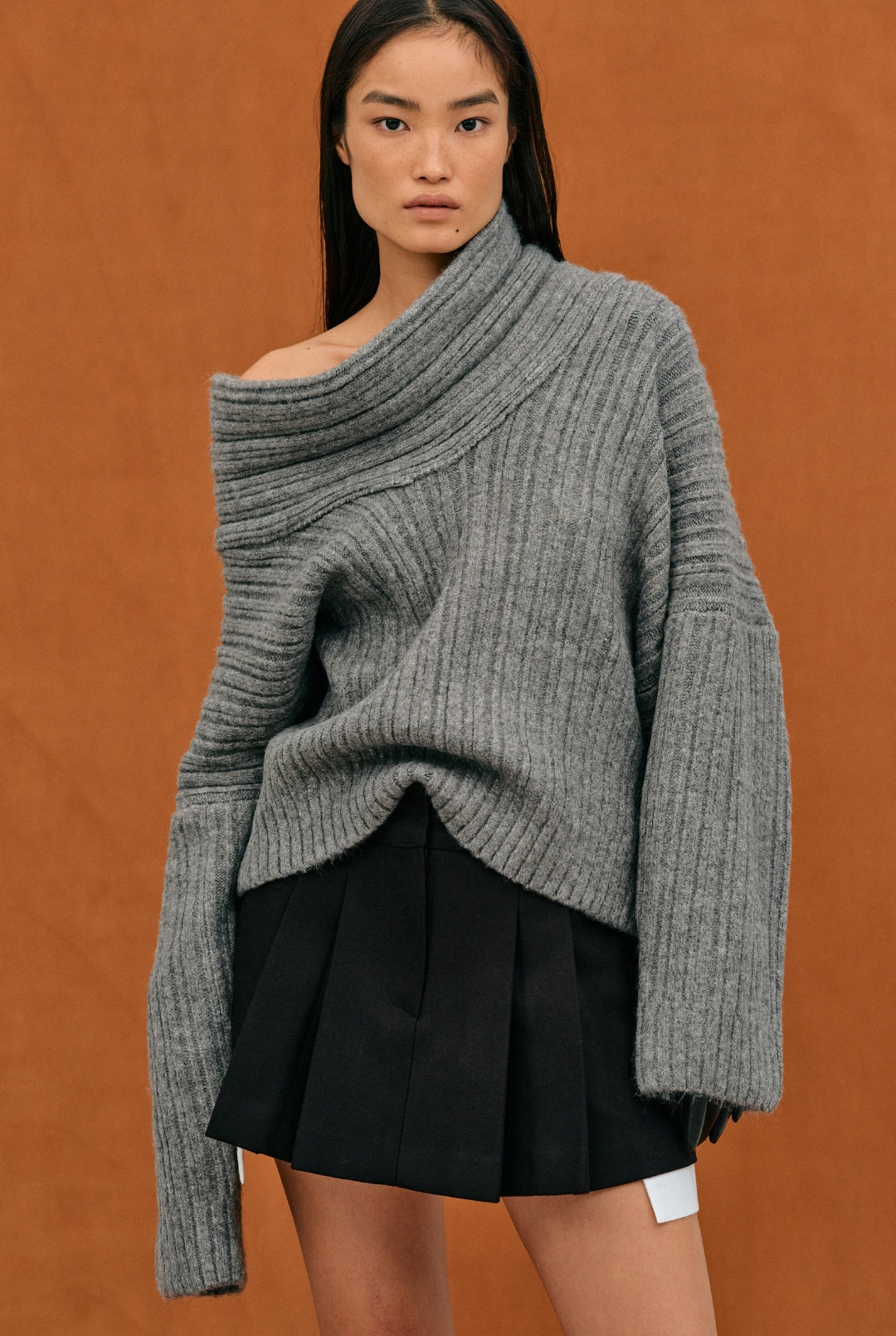 Leire® | Pull oversize for women with rouleau haut Tricoté