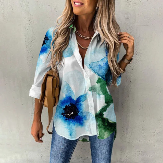 Melina® | Casual, Loose Long-Sleeved Blouse With A Floral Pattern