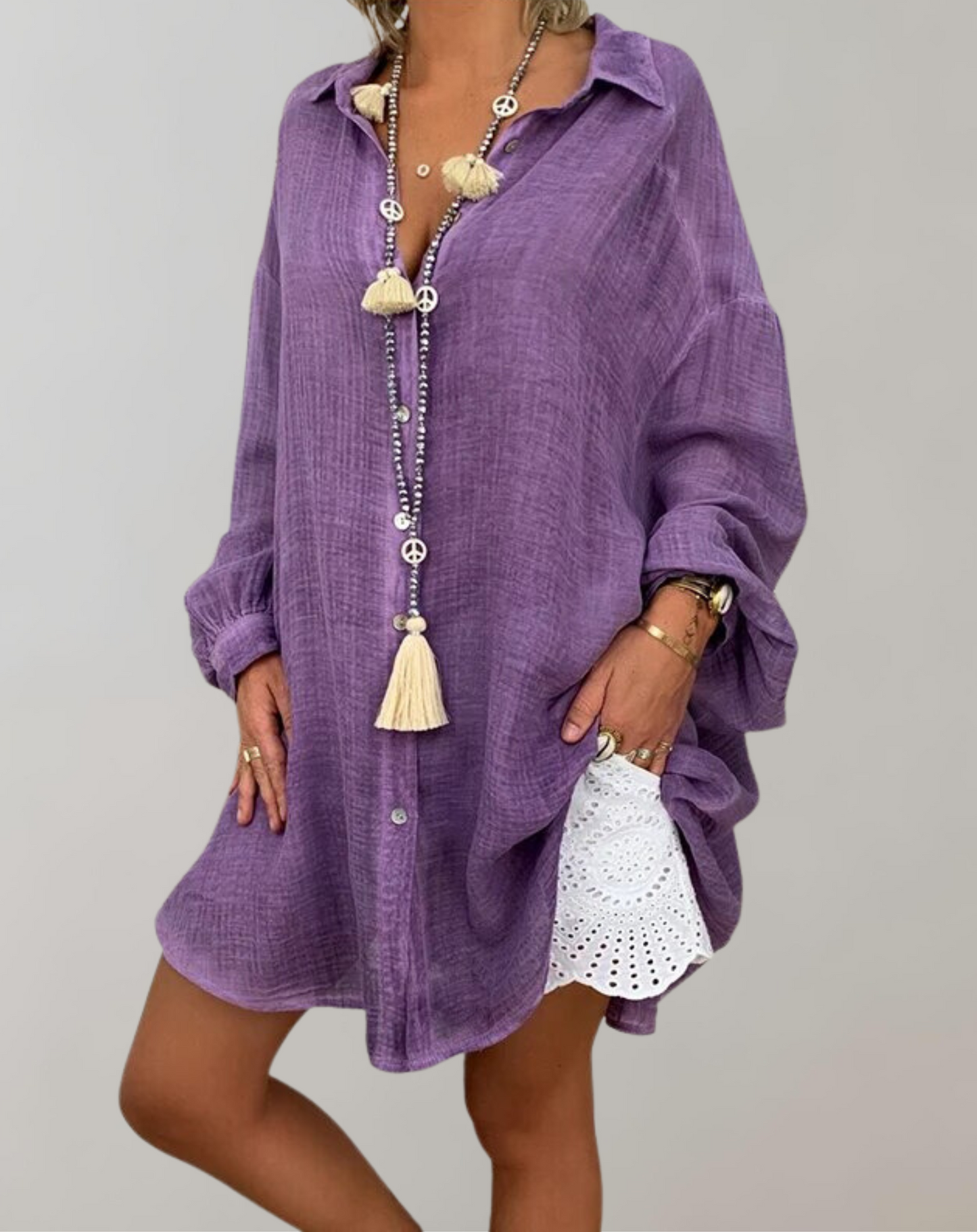Marcela® | Long-Sleeved Linen Shirt In Plus Sizes