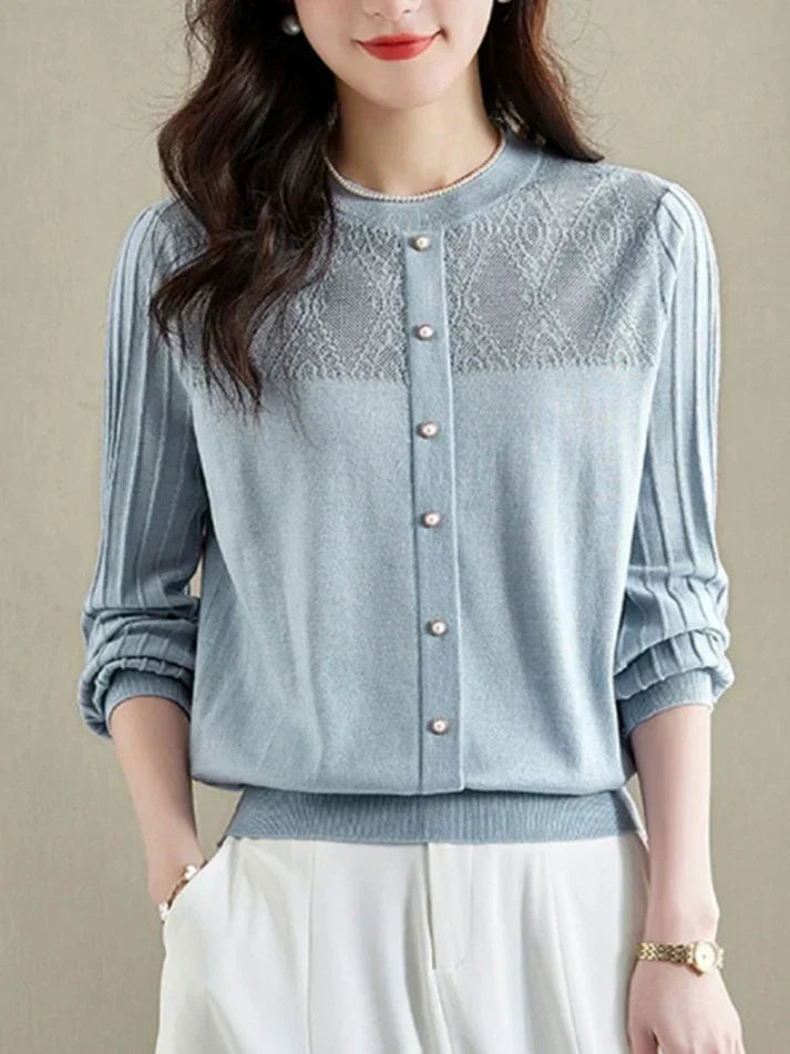Bryiah® | Long Sleeve Round Neck Blouse