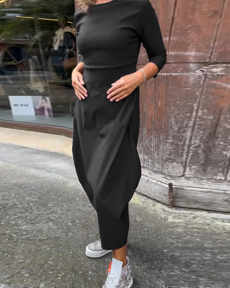 Alice | Elegant, simple Prosta dress with long sleeves and pockets