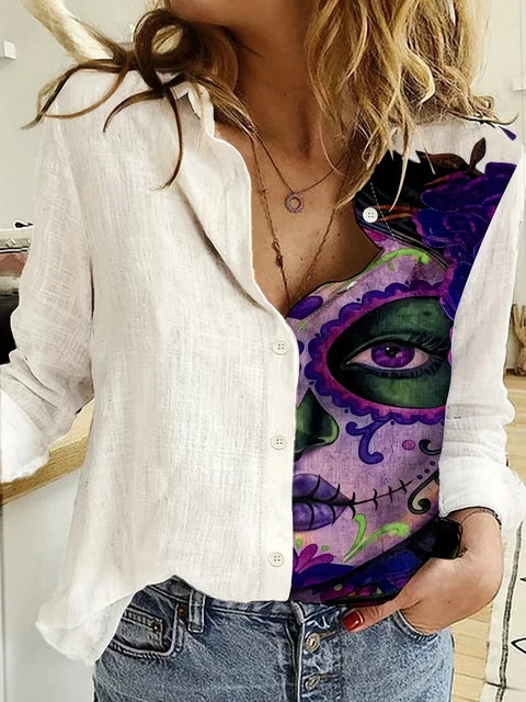 Meghan® | Blouse With Abstract Face Print