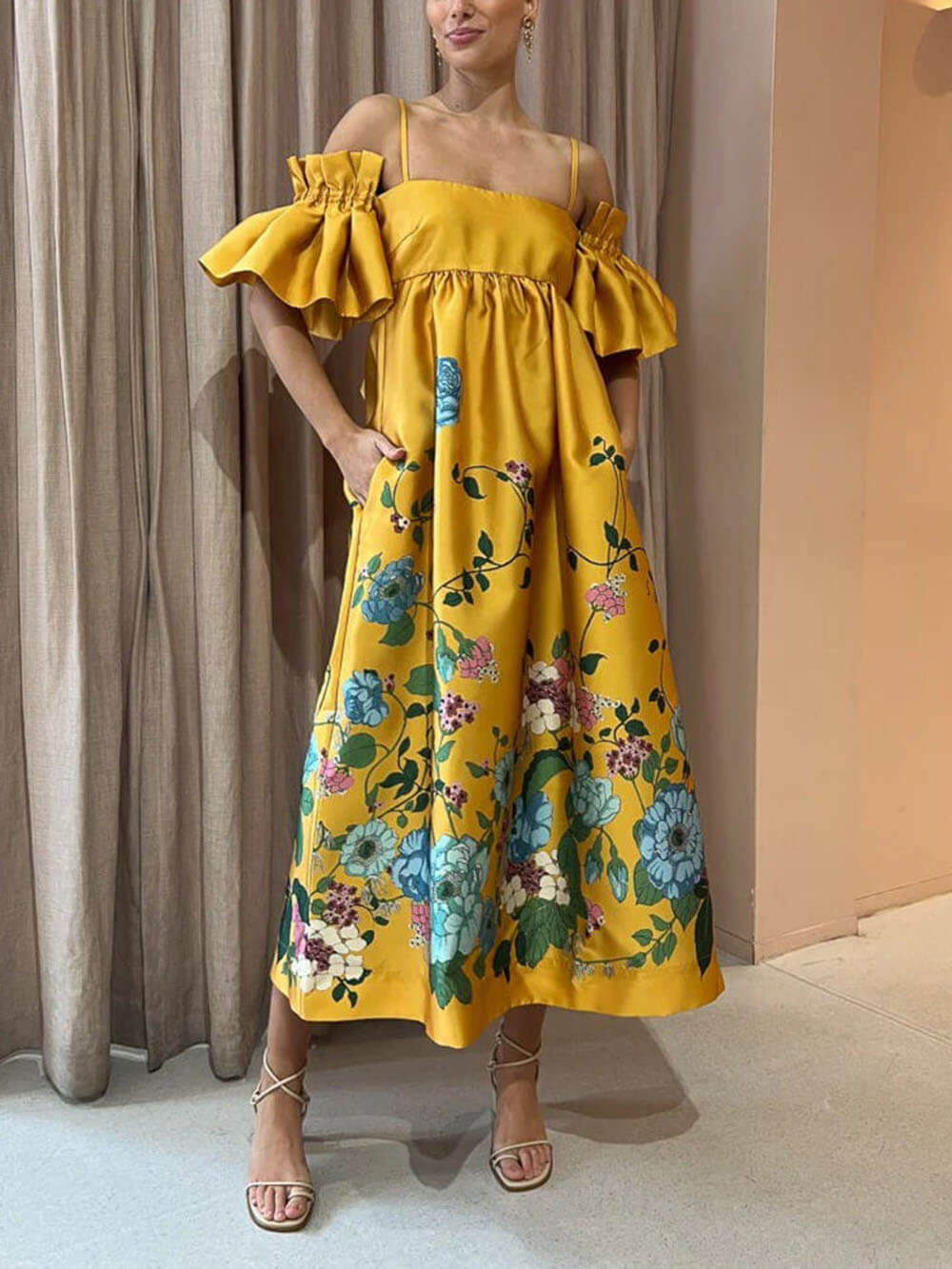 Fiora® | Dress With Marigold Flower Sleeves