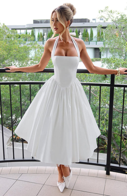 Ariana | Women Wedding Guest Halter Midi Dress