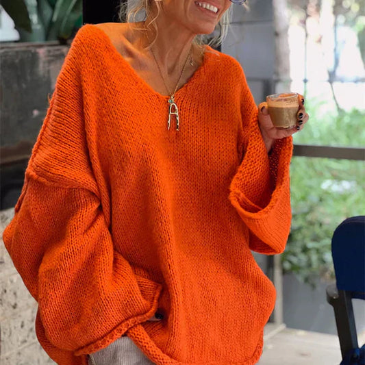 Beate | Loose knitted sweater for women with V-neck