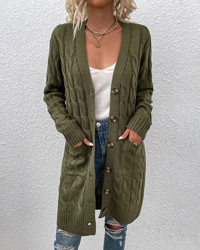Anemone | Long sleeve cardigan in solid color