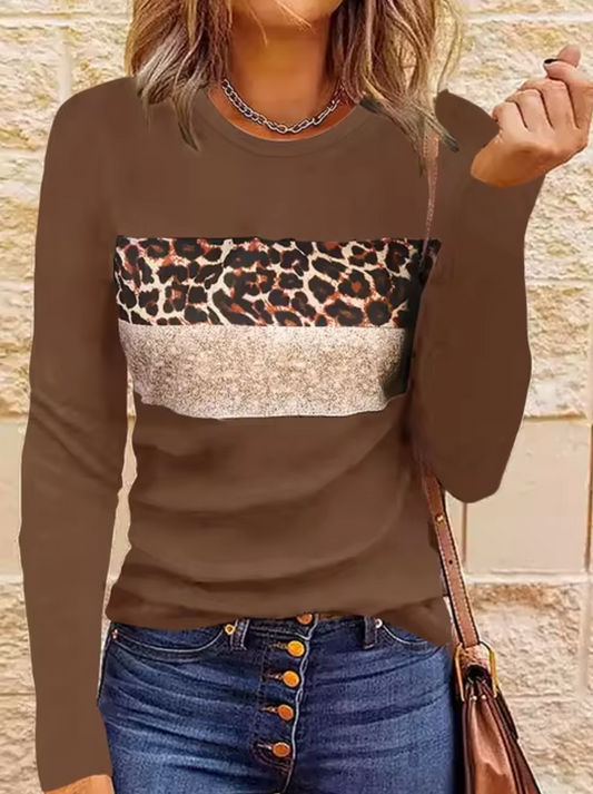 Rosario | Long sleeve leopard print t-shirt