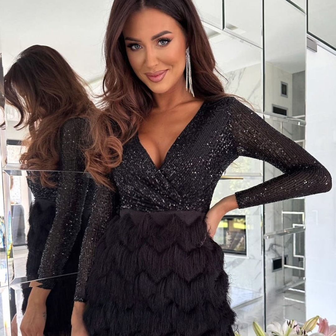 Celia® | Sequin Dress With V-Neck