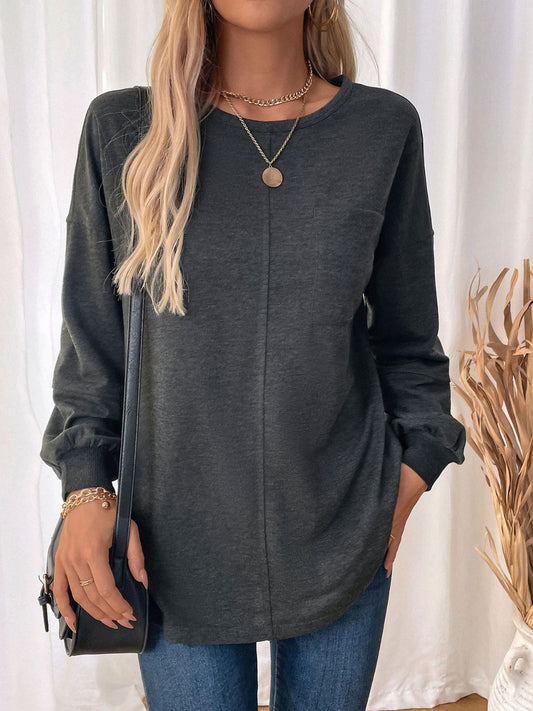 Ingrid | Perfee long sleeve crew neck sweatshirt with pockets