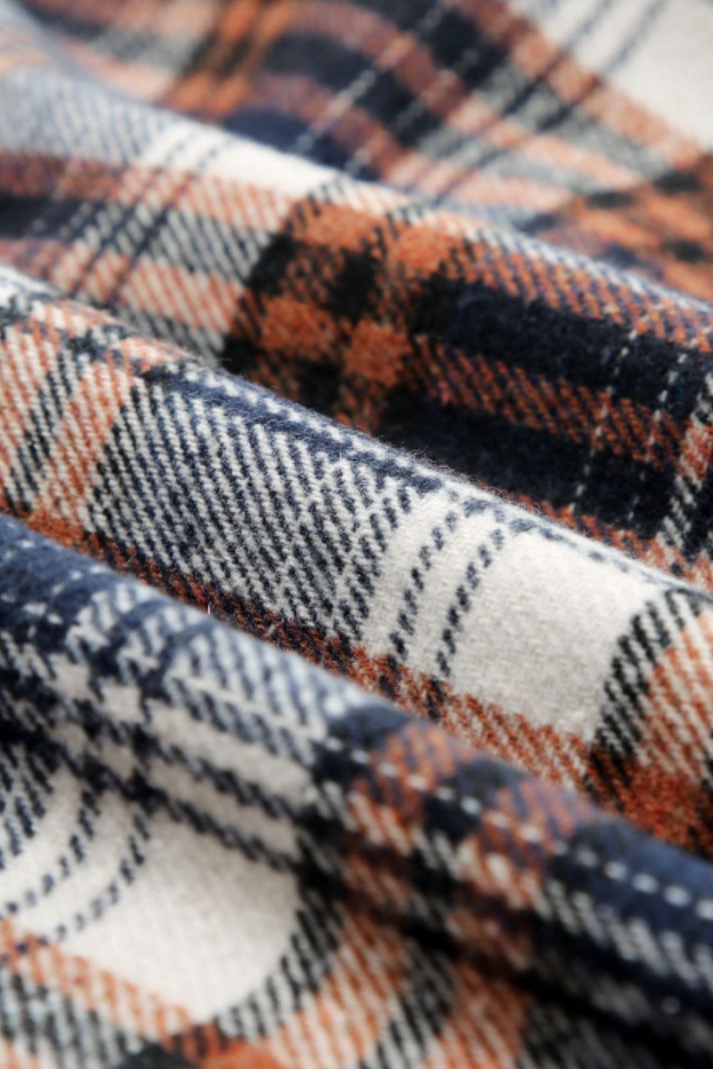 Brigida | Checked button down long sleeve hooded jacket