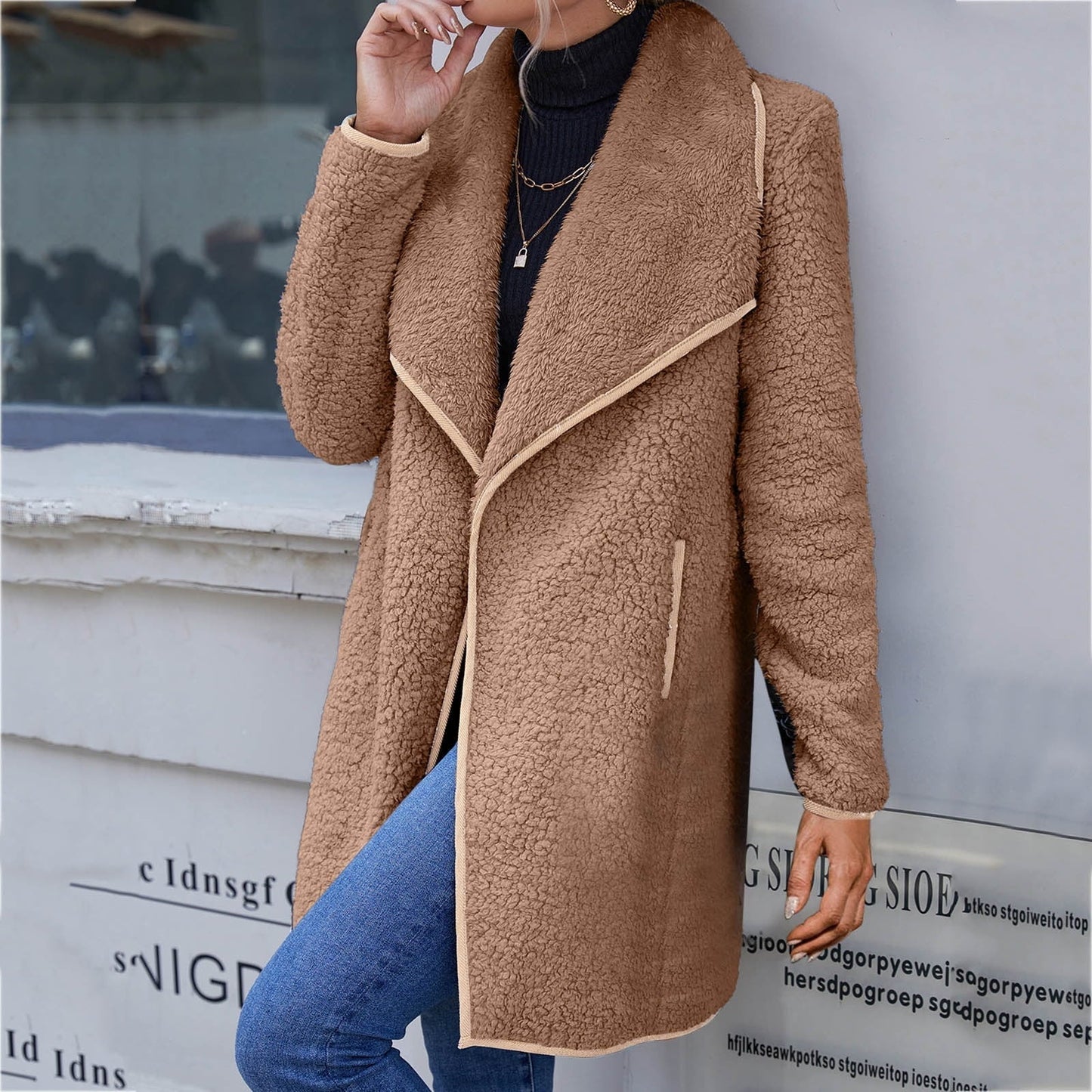 Angeline's | Luxury velvet winter trench coat for women