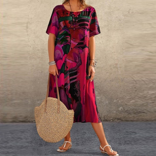 Yovi | Artistic Print Midi Dress