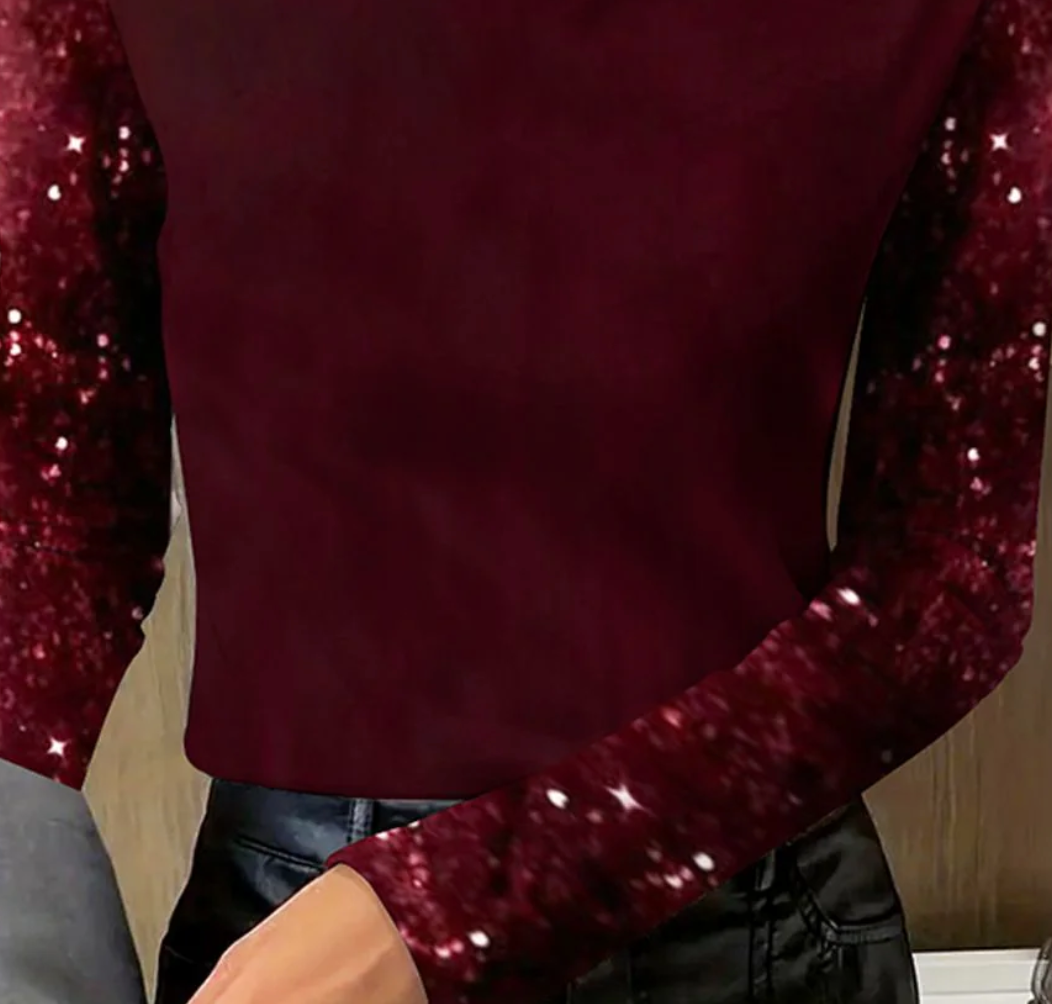 Anita® | Top with long sleeves in monochrome rouge foncé