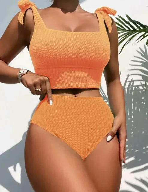 Estela® | High-Waisted Ribbed One-Piece With Bow Waistband