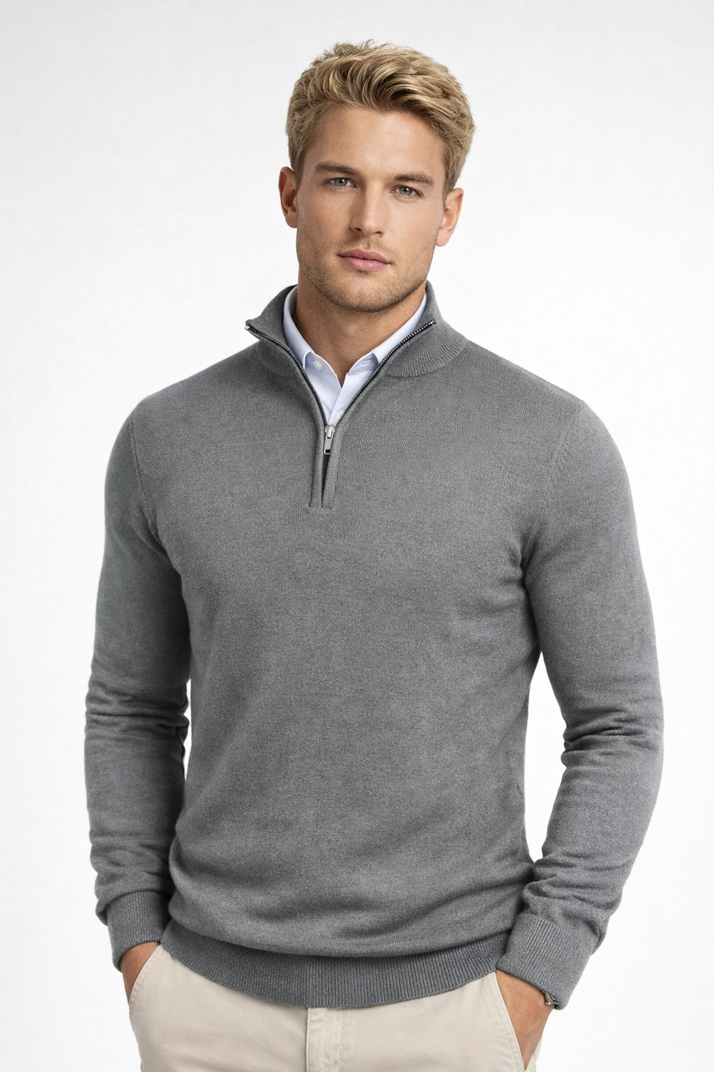 Edward | Men Half Zip High Neck Sweater