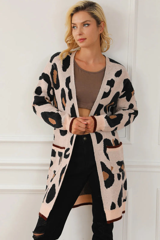 Lisette | Long sleeve leopard print open front cardigan