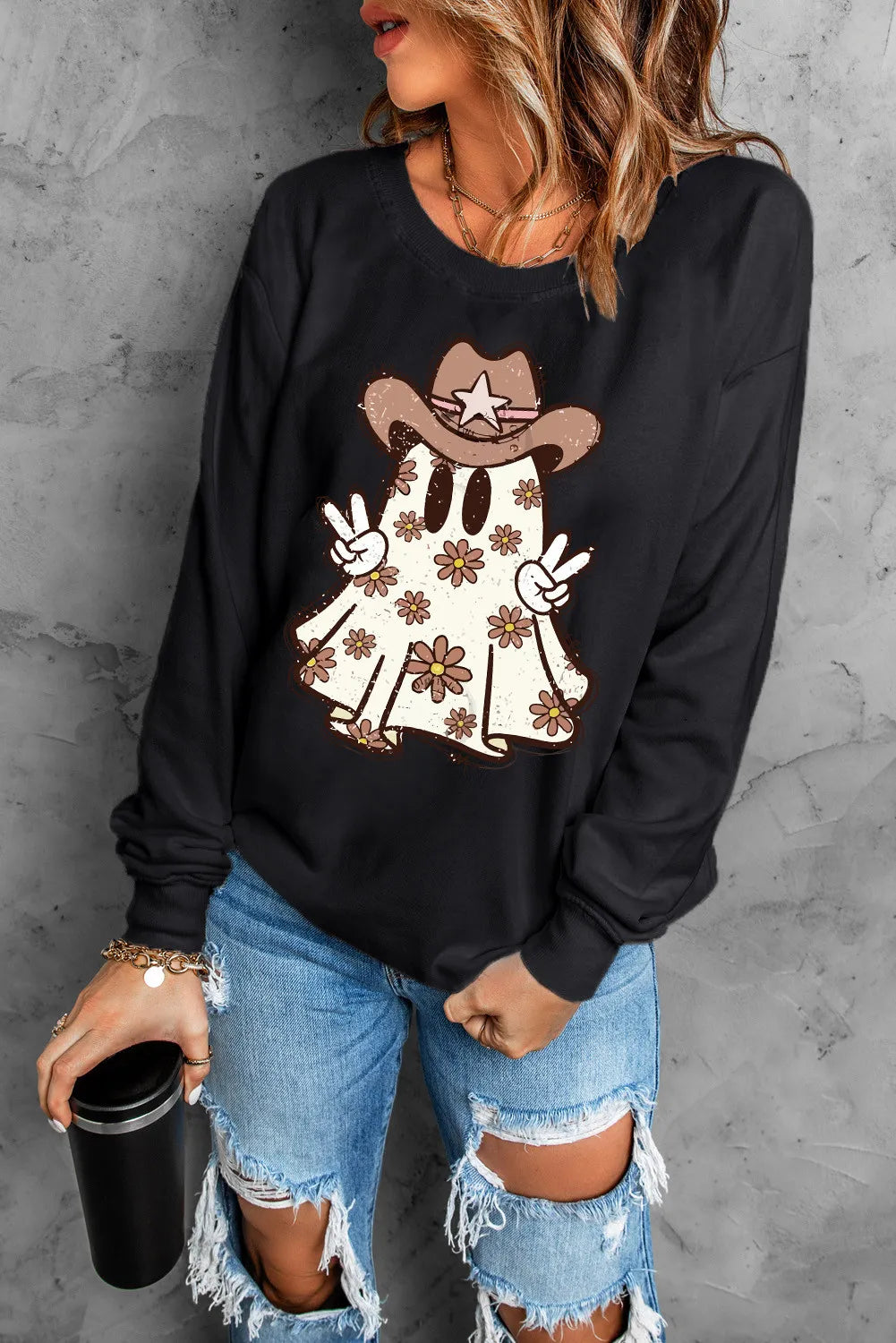 Lidia | Ghost crew neck long sleeve sweatshirt
