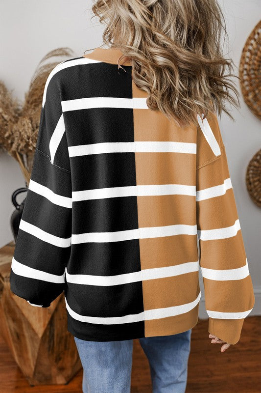 Greta | Oversized contrast printed top with dropped shoulders