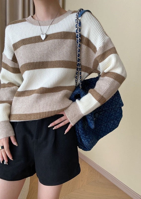Astrid | Striped knitted sweater with a crew neck