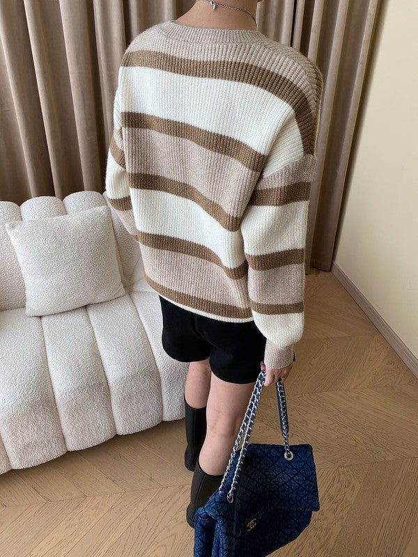 Astrid | Striped knitted sweater with a crew neck