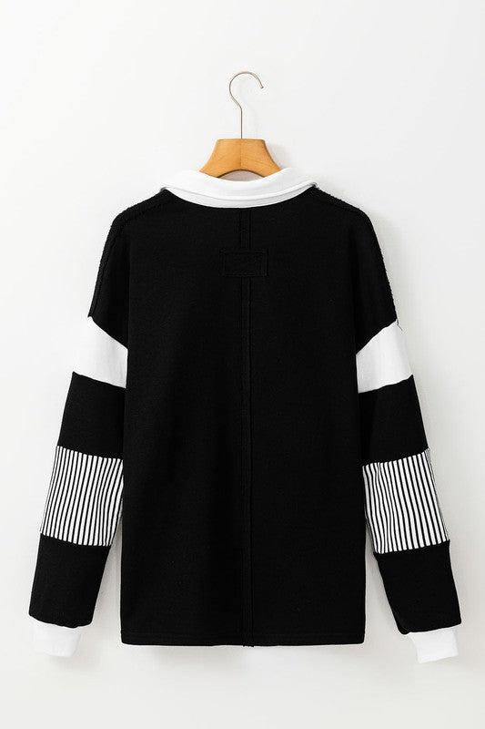Alina | Striped colorblock sweatshirt with patchwork collar