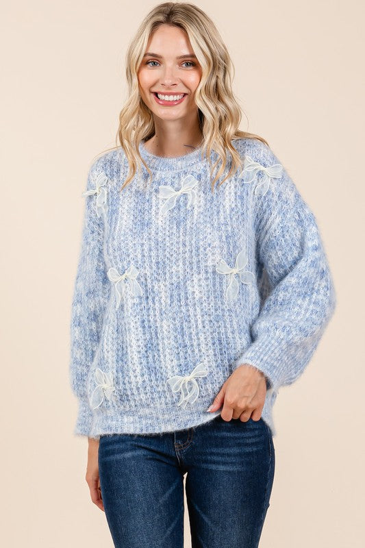 Melina | Heavy knit sweater with bow embroidery