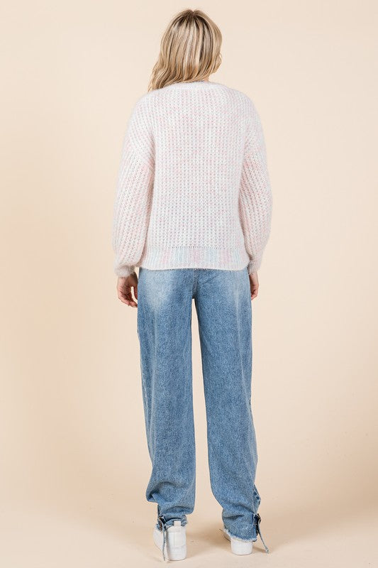 Melina | Heavy knit sweater with bow embroidery