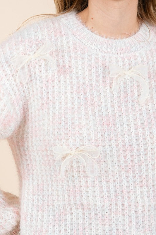 Melina | Heavy knit sweater with bow embroidery