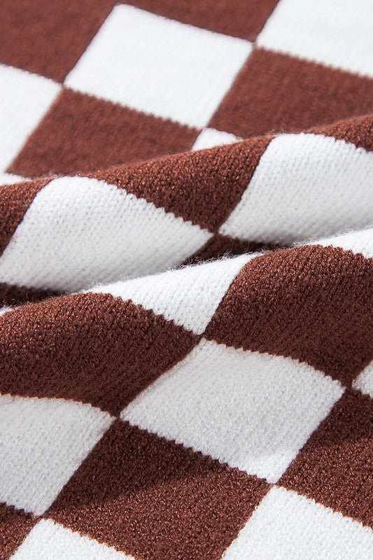 Milena | Checked crew neck sweater with dropped shoulders