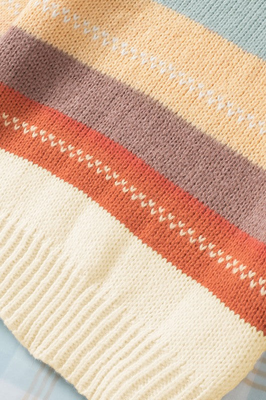 Araceli | Striped color block knit sweater with dropped shoulder