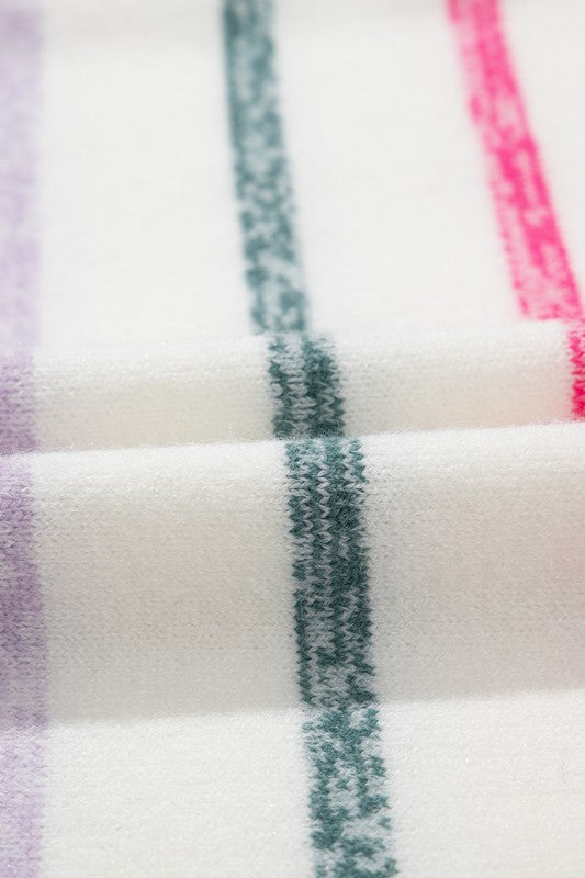 Frida | Colorful striped crew neck sweater with ribbed edges