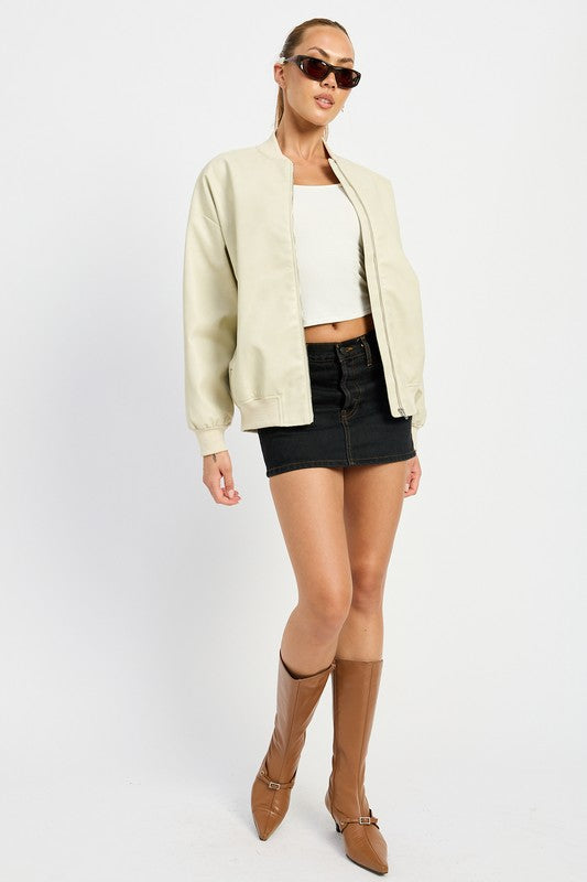 Mia | VINTAGE LEATHER BOMBER JACKET