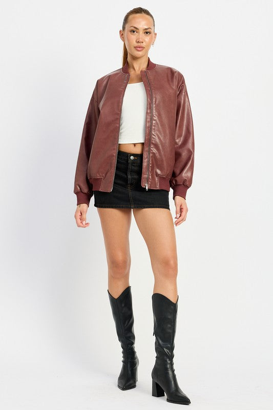 Mia | VINTAGE LEATHER BOMBER JACKET