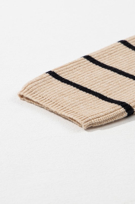 Sonia | Striped cardigan with side pockets and open front