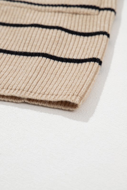 Sonia | Striped cardigan with side pockets and open front