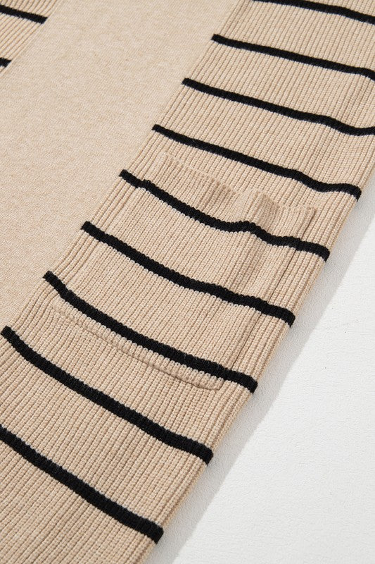 Sonia | Striped cardigan with side pockets and open front