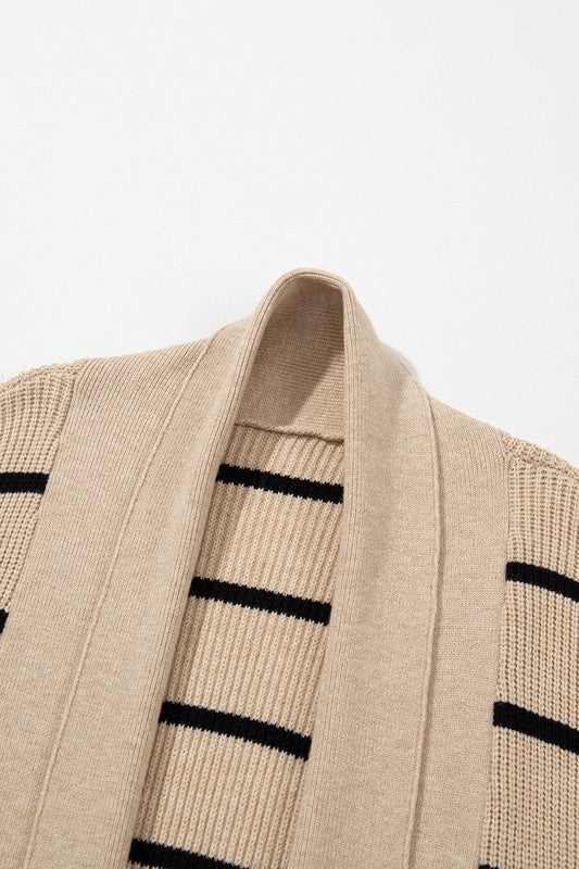 Sonia | Striped cardigan with side pockets and open front