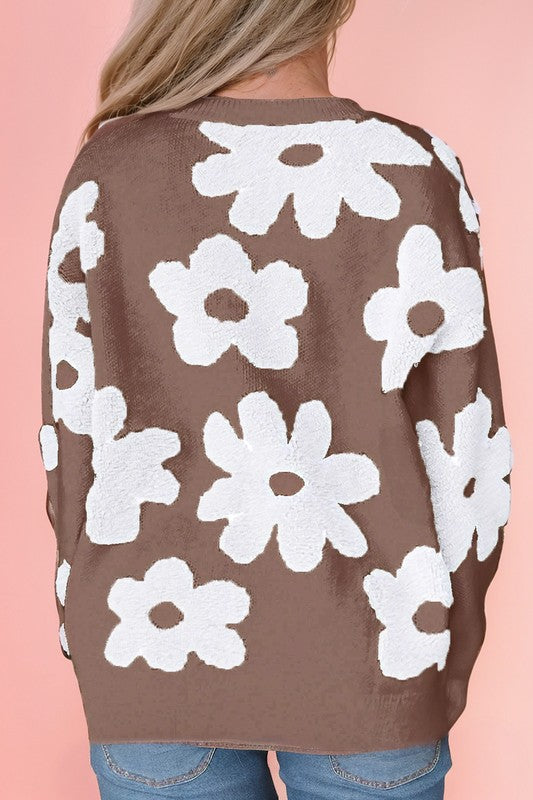 Flora | Vintage floral sweater with dropped shoulders