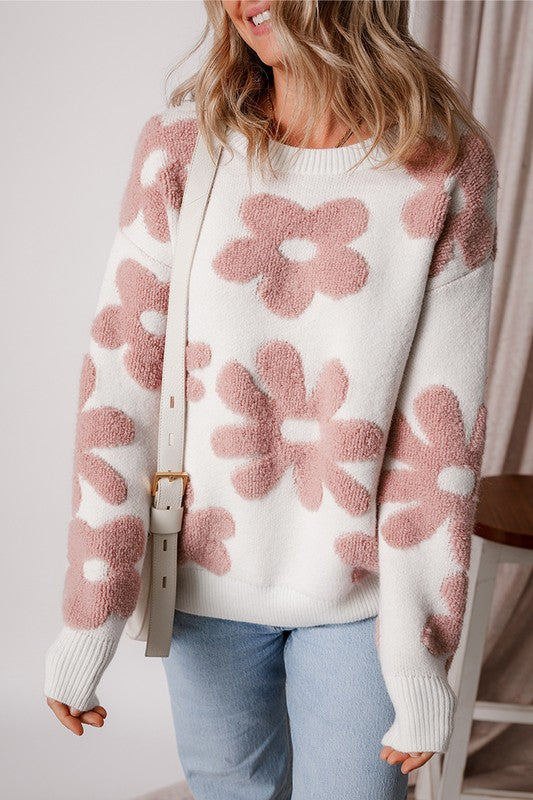 Flora | Vintage floral sweater with dropped shoulders
