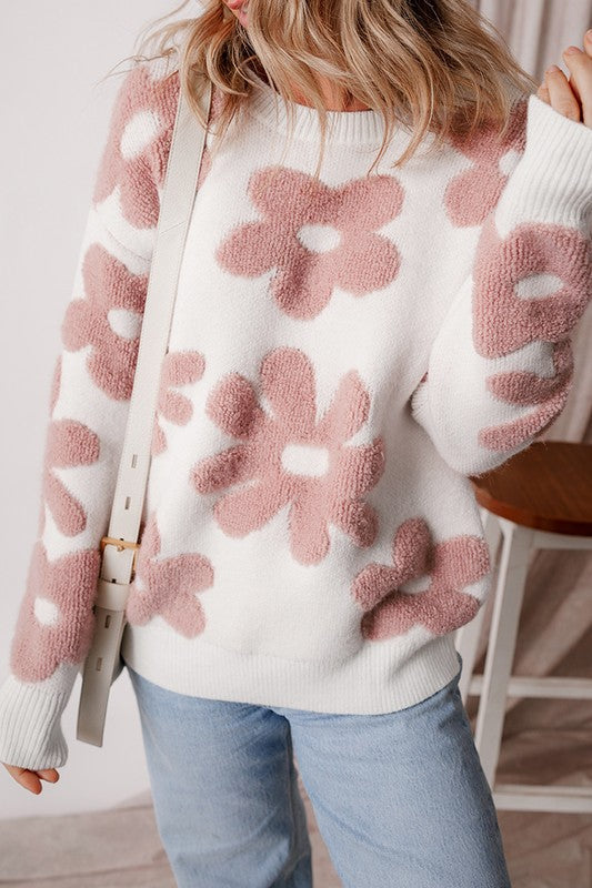 Flora | Vintage floral sweater with dropped shoulders